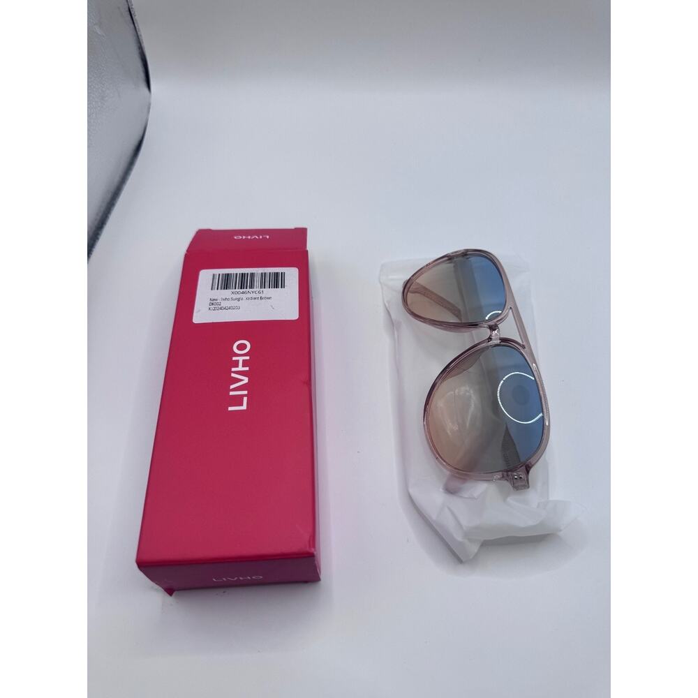 NEW LIVHO NIB Retro Aviator Gradient Lens Sunglasses Bag Cleaner